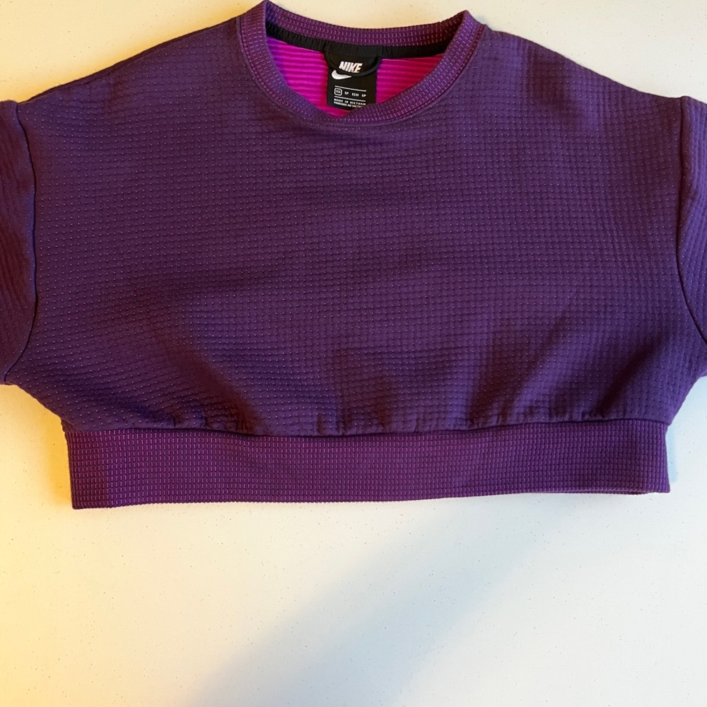 Nike Women's Purple Crop Oversized Sweatshirt XS - Picture 3 of 10